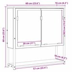 vidaXL Miroir de salle de bain Beige 60 x 16 x 60 cm Bois d'ingénierie