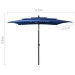 vidaXL Parasol de jardin à 3 niveaux avec mât en aluminium bleu azuré