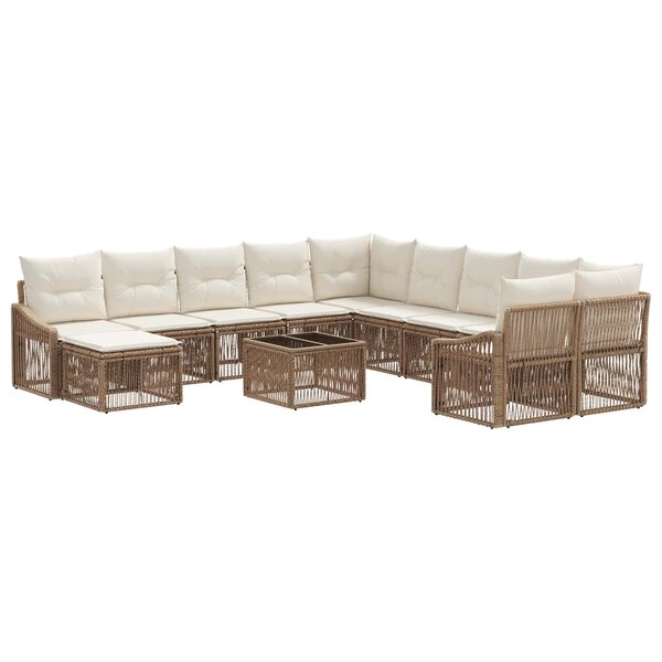 vidaXL Ensemble de canapé de jardin 12 Pièces Beige polyrotin