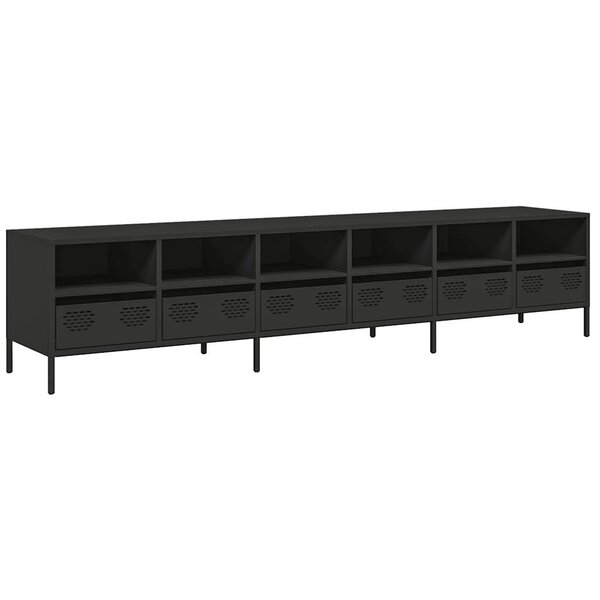 vidaXL Meuble TV noir 202x39x43 5 cm acier laminé à froid