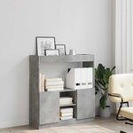 vidaXL Buffet haut gris béton 92x33x100 cm bois d'ingénierie