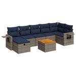 vidaXL Salon de jardin 8 Pièces avec coussins gris résine tressée