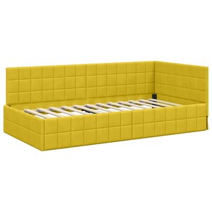 vidaXL Cadre de lit d'angle Jaune 90 cm x 190 cm tissu