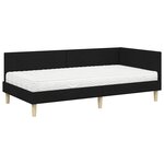 vidaXL Cadre de lit d'angle avec matelas 2 pc Noir 90 x 190 cm tissu