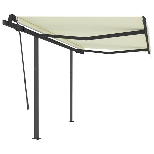 vidaXL Auvent rétractable automatique et poteaux 3x2 5 m Crème