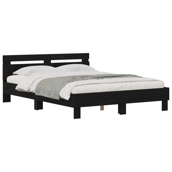 vidaXL Cadre de lit Chêne noir 140 x 200 cm Bois d'ingénierie