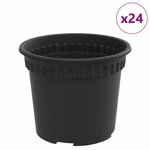 vidaXL Pot à fleurs rond 24 Pièces Noir Ø 12 5 x 10 cm Plastique