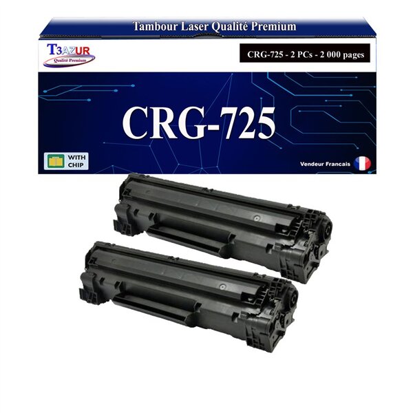 T3AZUR - 2x Toners compatibles avec Canon 728/ 725/ 726 pour Canon LBP-6020  LBP-6020B  LBP-6030  LBP-6030B Noir - 2 000p