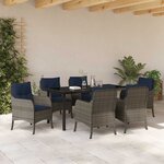 vidaXL Ensemble de salle à manger pour jardin 7 Pièces Gris polyrotin