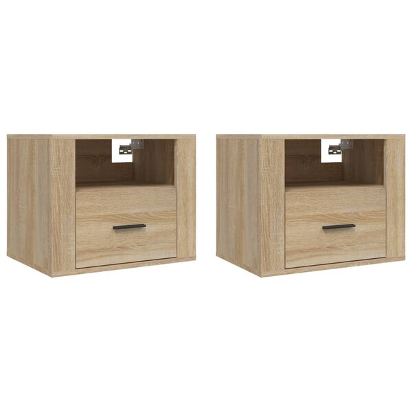 vidaXL Tables de chevet murales 2 Pièces Chêne sonoma 50x36x40 cm