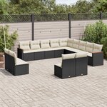 vidaXL Salon de jardin avec coussins 13 Pièces noir résine tressée