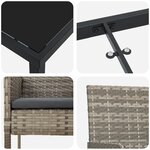 vidaXL Ensemble de jardin 3 pièces avec coussins gris en poly rotin