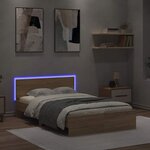 vidaXL Cadre de lit avec tête de lit et LED chêne sonoma 120x190 cm