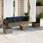 vidaXL Salon de jardin 7 Pièces avec coussins gris résine tressée
