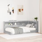vidaXL Lit bibliothèque Gris Sonoma 90x190 cm en bois d'ingénierie