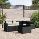 vidaXL Salon de jardin 5 Pièces avec coussins noir résine tressée