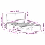 vidaXL Cadre de lit Marron et noir 160 x 200 cm Bois massif en pin