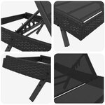 vidaXL Transat avec Table 2 Pièces Noir 40 x 40 x 40.5 cm polyrotin