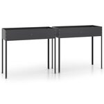 vidaXL Jardinières 2 Pièces Anthracite Acier galvanisé