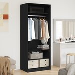vidaXL Armoire en Chêne Noir 80 x 50 x 200 cm - Bois solide