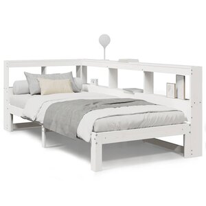 vidaXL Lit bibliothèque sans matelas blanc 90x200cm bois de pin massif