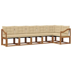 vidaXL Ensemble de canapés d'extérieur 6 pc Naturel et Beige