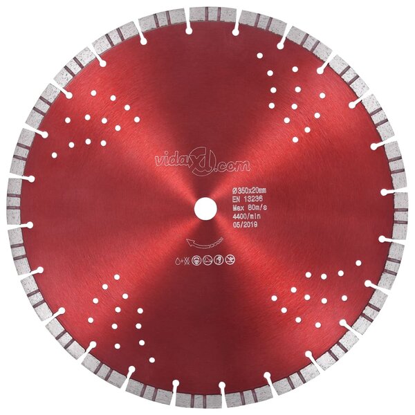 vidaXL Disque de coupe diamanté avec turbo et trous Acier 350 mm