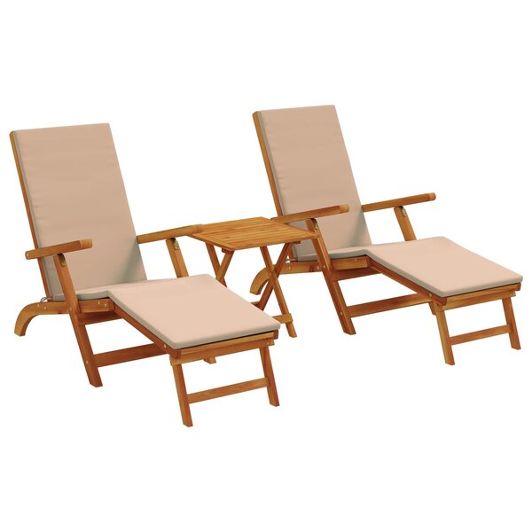 vidaXL Chaise longue inclinable et pliable 3 Pièces Taupe