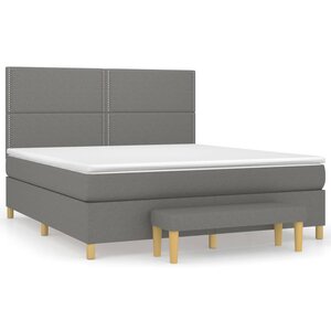 vidaXL Sommier à lattes de lit avec matelas Gris foncé 180x200cm Tissu