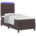 vidaXL Lit à Sommier avec Matelas & LED Marron Foncé 90x200 cm Tissu