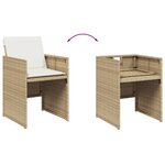 vidaXL Ensemble à manger de jardin et coussins 11 Pièces beige poly rotin