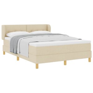 vidaXL Lit à ressorts avec matelas Crème 140 x 200 cm tissu