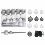 vidaXL Arbre de Noël artificiel pré-éclairé/boules argenté 150 cm PET