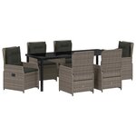vidaXL Ensemble de salle à manger pour jardin 7 Pièces Gris polyrotin