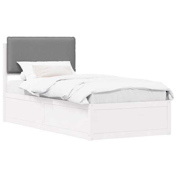 vidaXL Cadre de lit avec tête de lit rembourrée Gris clair 75 x 190 cm