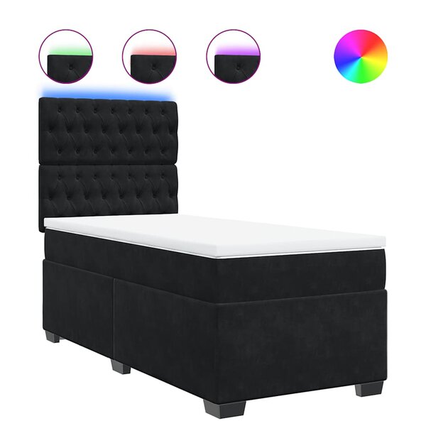 vidaXL Sommier à lattes de lit avec matelas Noir 90x190 cm Velours