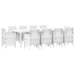 vidaXL Ensemble de Salle à Manger de Jardin de 11 Pièces avec Coussins Blanc Poly Rattan