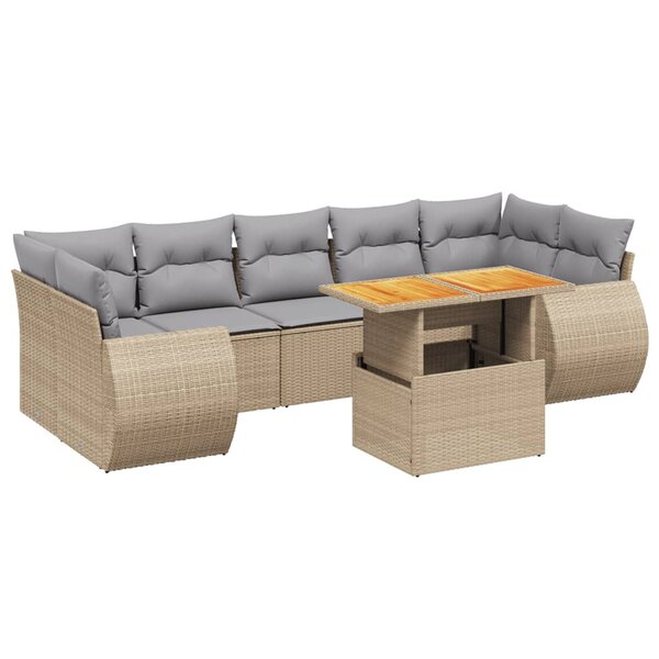 vidaXL Salon de jardin avec coussins 8 Pièces beige résine tressée