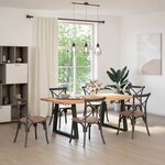vidaXL Table à manger avec bord naturel 200x100x74cm bois massif chêne