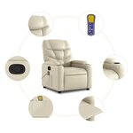 vidaXL Fauteuil inclinable de massage Crème Similicuir