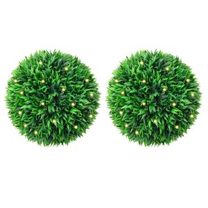 vidaXL Boules de buis artificielles avec lumières LED 2 Pièces vert 47 cm