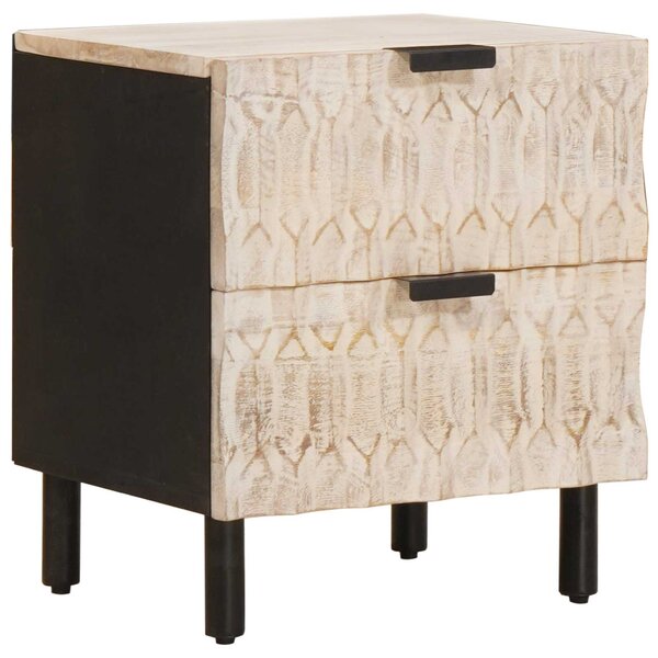 vidaXL Cabinet de chevet Blanc 40 x 33 x 46 cm Bois de mangue massif