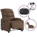 vidaXL Fauteuil inclinable de massage électrique marron tissu