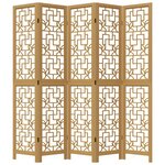 vidaXL Cloison de séparation 5 panneaux marron bois paulownia massif