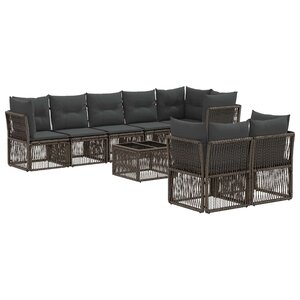 vidaXL Ensemble de canapé de jardin 9 Pièces Gris polyrotin