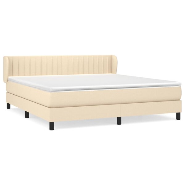 vidaXL Sommier à lattes de lit avec matelas Crème 180x200 cm Tissu