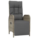 vidaXL Set de salle à manger de jardin 7 pièces avec coussins Rattan Poly Gris