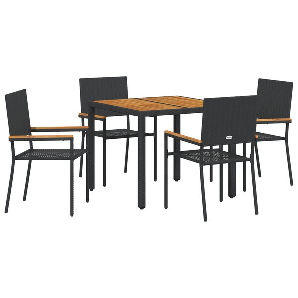 Ensemble de salle à manger de jardin vidaXL 5 pièces Rotin noir