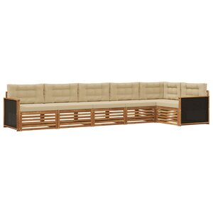 vidaXL Ensemble de canapés d'extérieur 6 pc Naturel et Beige Polyester