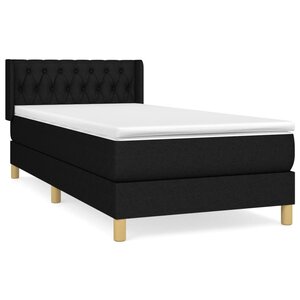 vidaXL Sommier à lattes de lit avec matelas Noir 90x200 cm Tissu